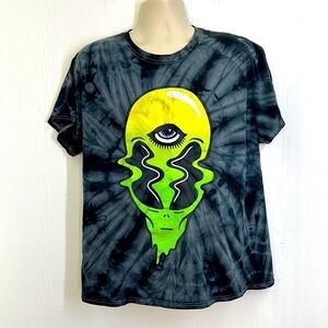 Spencer’s - Tye Dye Bright Melting Alien Head Graphic Short Sleeve T Size Large